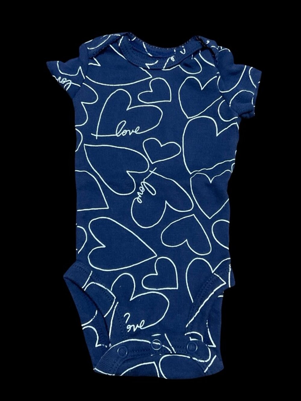 👣 10/$25 - Navy/White Heart Print Onesie